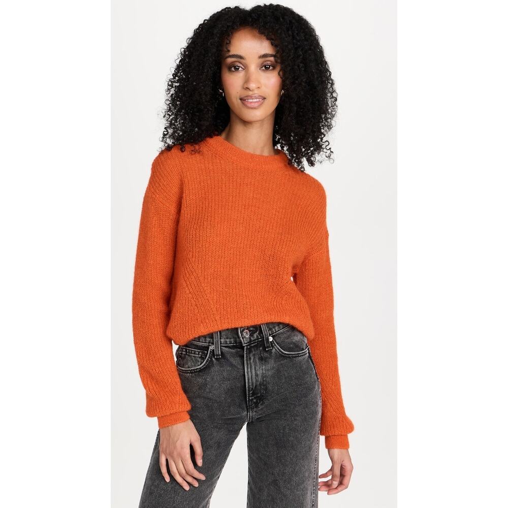 Veronica Beard Melinda Mohair Sweater Orange Crew Neck Cozy Chic Size L